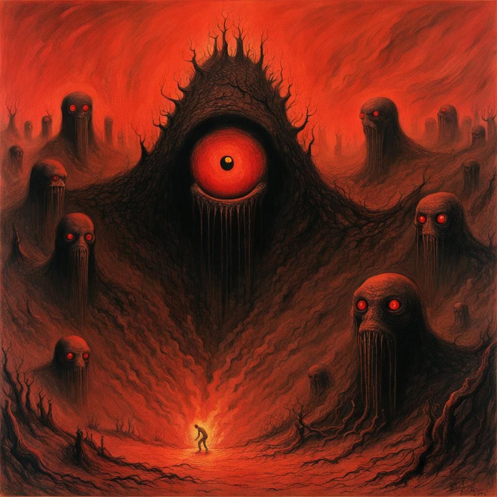 Monsters Assaulting Eyeballs in Burning Hellscape