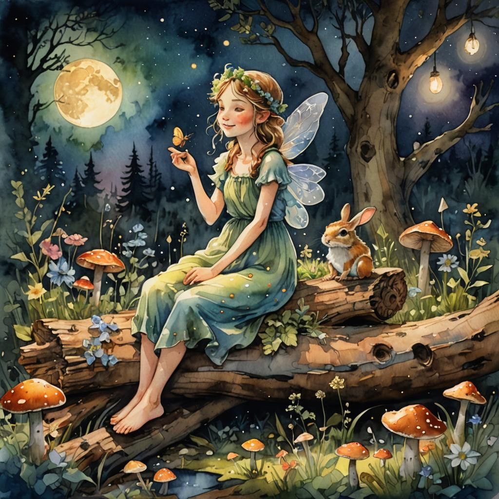 Enchanted Earth Fairy Watercolor Painting