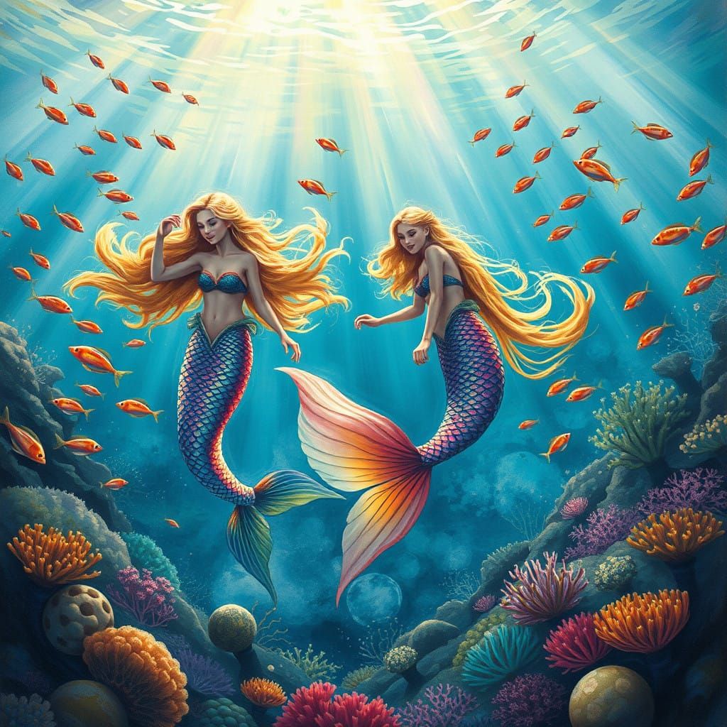 Vibrant Mermaids in an Enchanting Underwater Realm