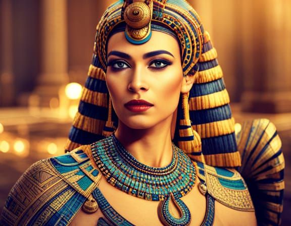 Queen Cleopatra on Her Throne in Ancient Egypt