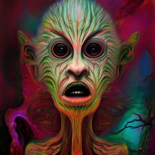 Big Teeth Creature in Digital Pop Art Style