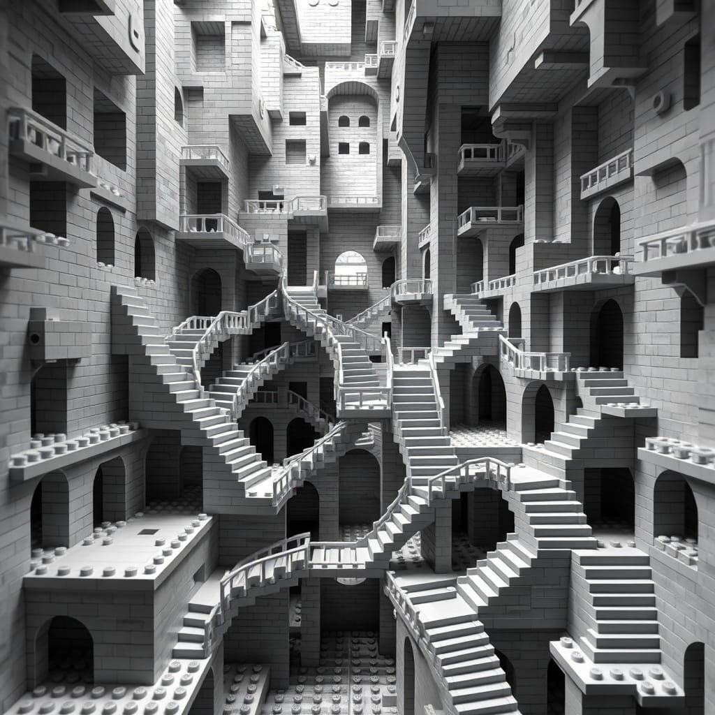 Impossible LEGO Architecture in M.C. Escher Style