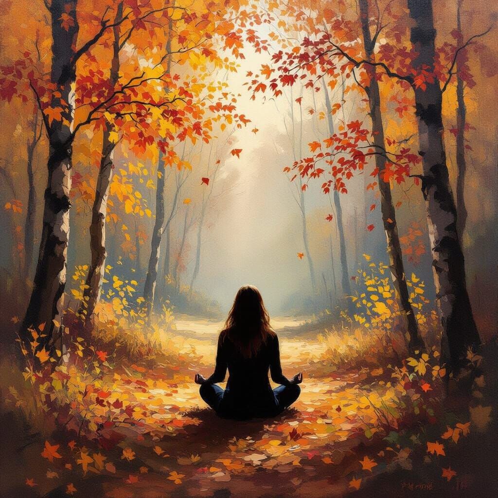 Impressionist Autumn Meditation in Ethereal Forest Light