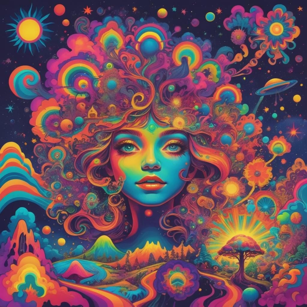 Psychedelic Abstract Art: A Colorful Vortex