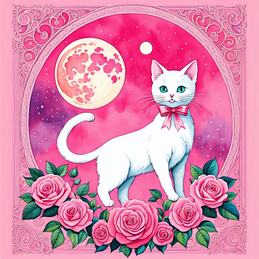 Whimsical Pink Storybook Scene