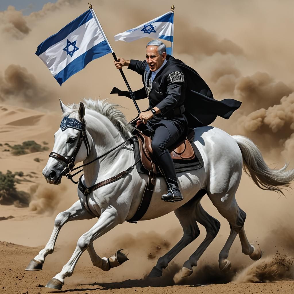 Political Figure Charging into Battle with Sword