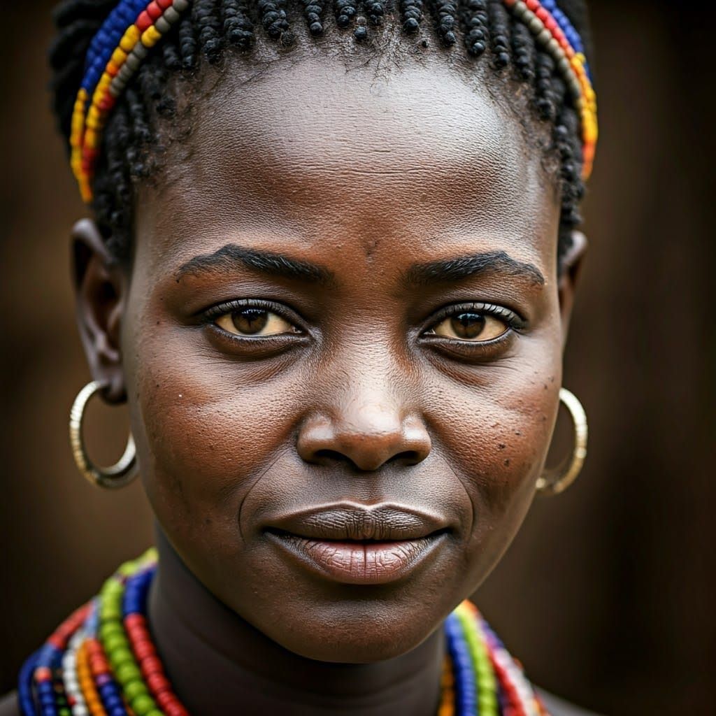 Serene Dogon Princess Portrait in Vibrant Colors