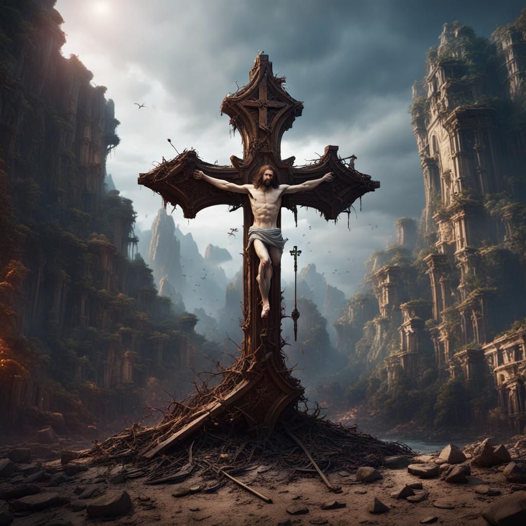 Detailed Matte Painting of a Broken Cross