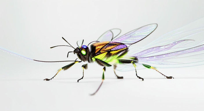 Surreal Biome of Glowing Markings and Neon Insects in a Futu...