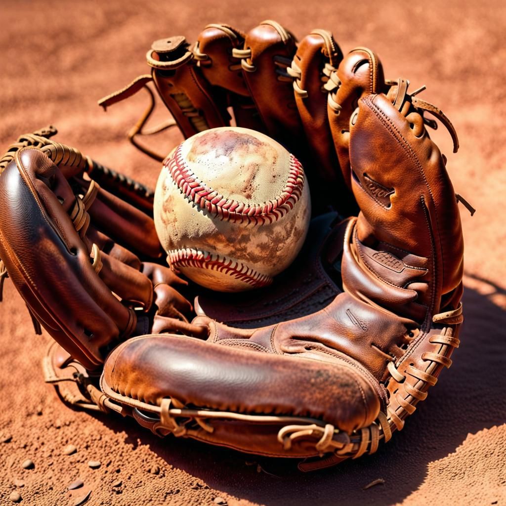 Vintage Baseball Glove in Detailed Sunlight