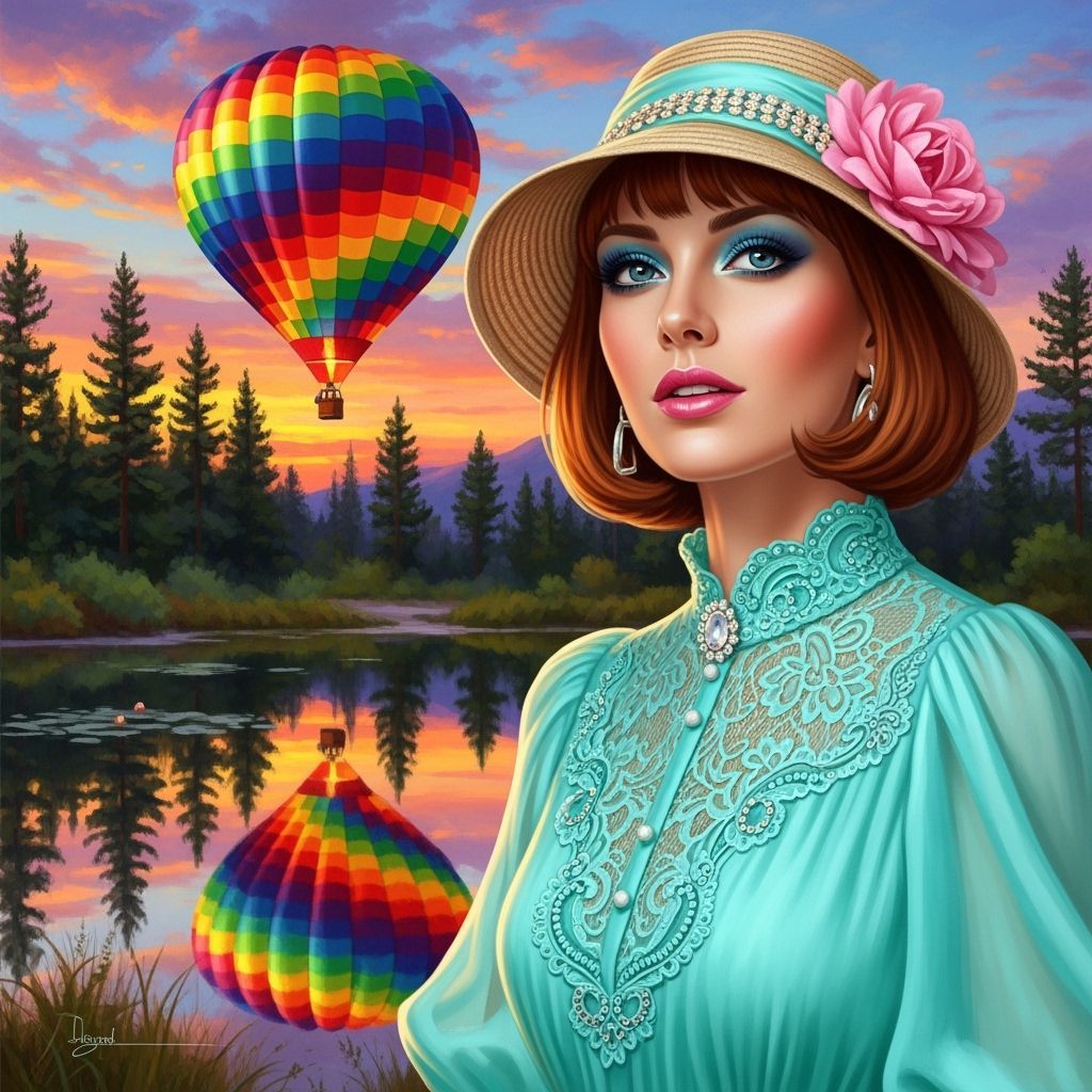 Woman Watching Sunset: Impressionist Oil Painting