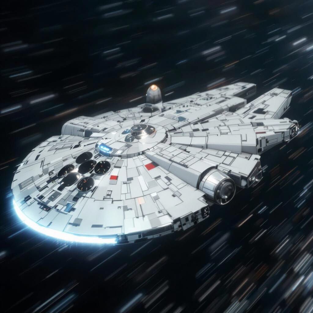 Millennium Falcon Speeds Through Hyperspace