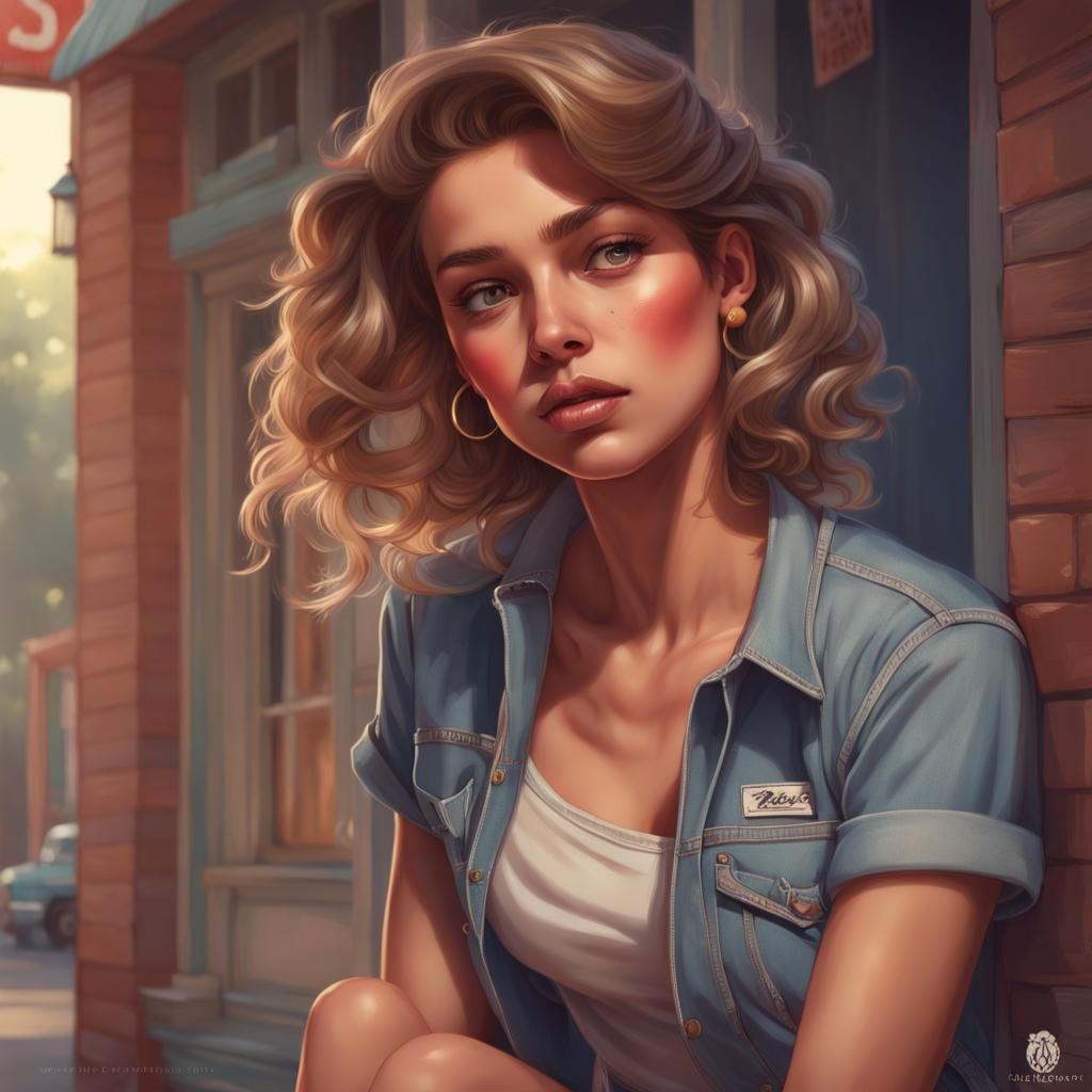 Shy Girl Next Door in Vargas Pinup Style