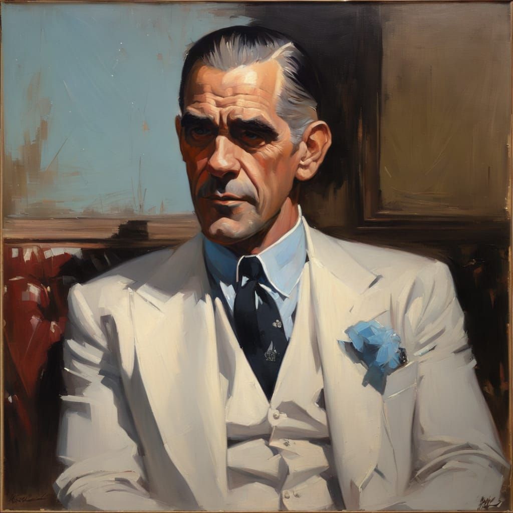 Boris Karloff Impressionistic Oil Portrait