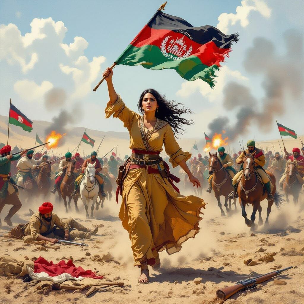Malalai of Maiwand Rallies Afghan Troops in Battle