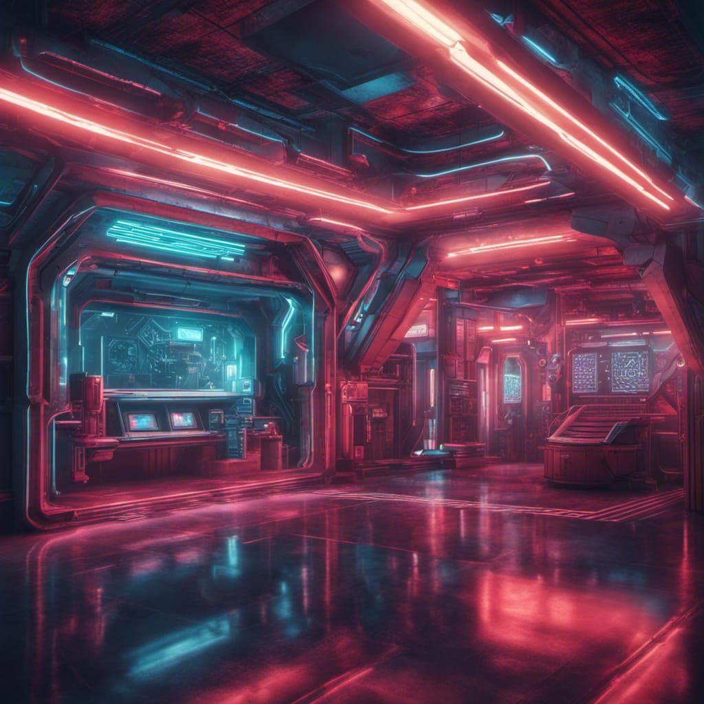 Retro Sci-Fi Cityscape with Neon Lights