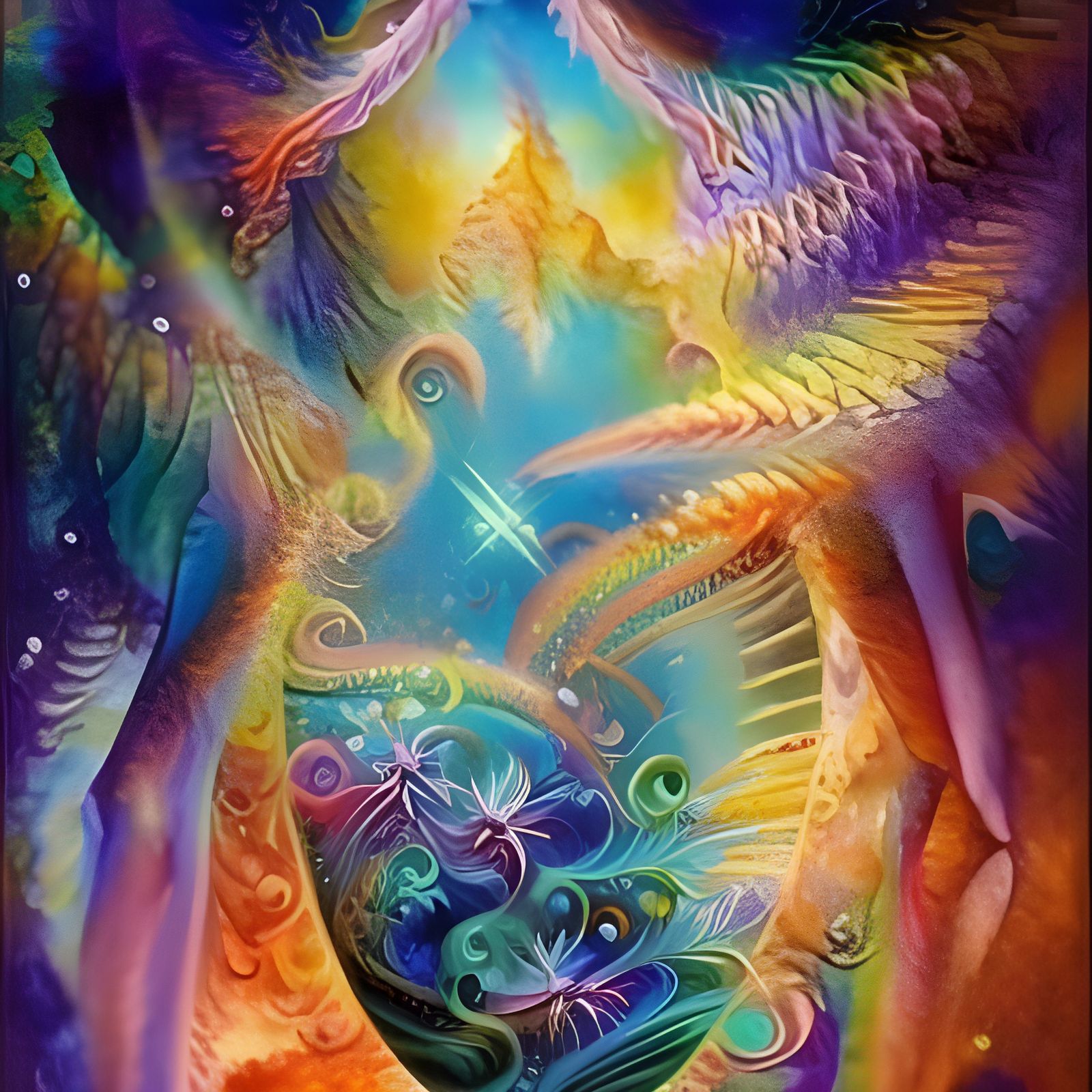 Rainbow Watercolor Heart with Brushes, Detailed Illustration