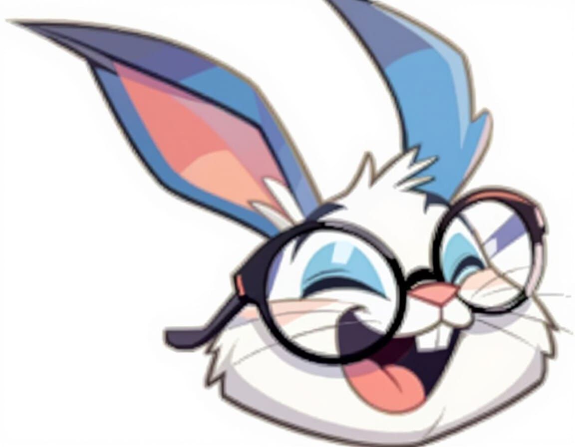 Smiling Rabbit with Glasses in Modern Vector Art Style