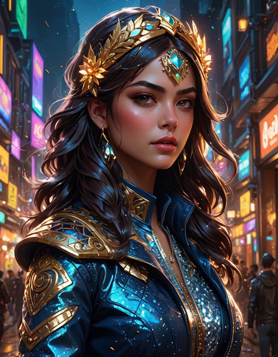 Aria Blaze Portrait: Maximalist Artwork with Glitters