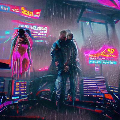 Cyberpunk Cityscape at Night in Neon Style