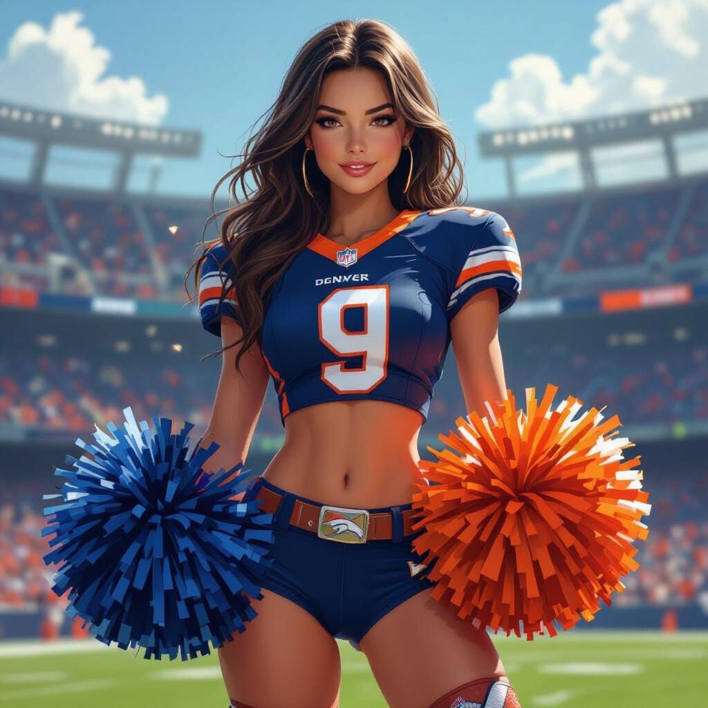 Denver Broncos Cheerleader in Concept Art Style