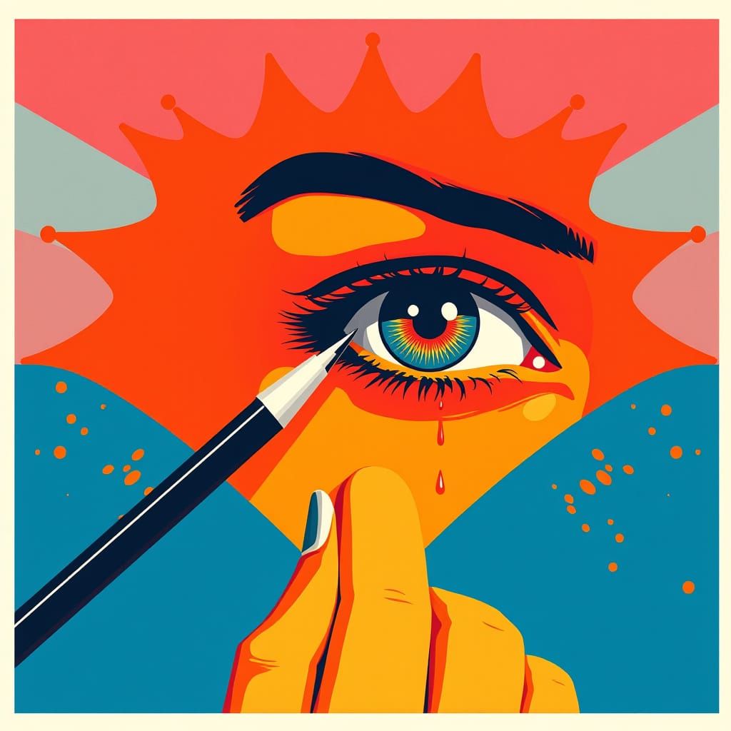 Pop Art Screen Print with Bauhaus Geometric Elements