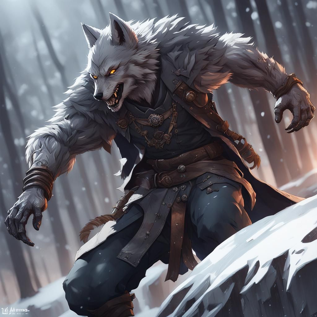 Detailed 3D Anime Wolf Man Art