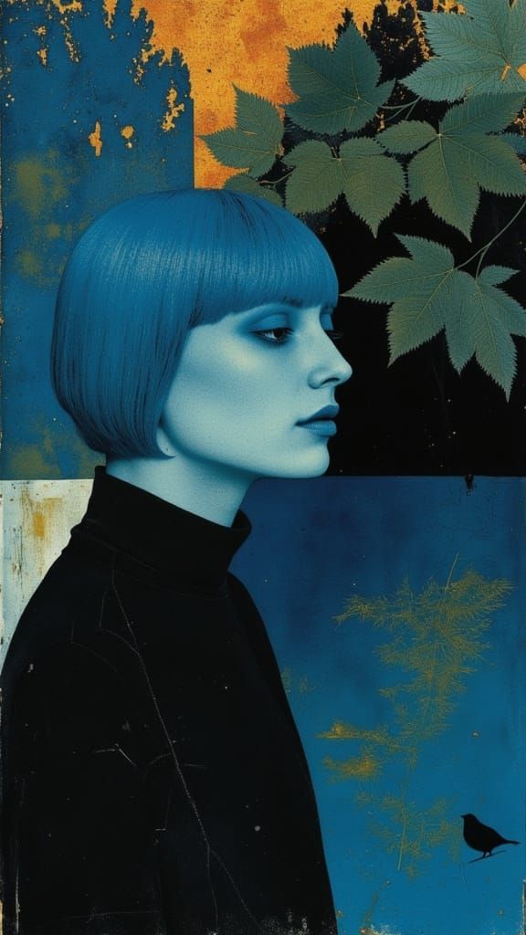 Gothic Dreams in Iridescent Blues and Gold