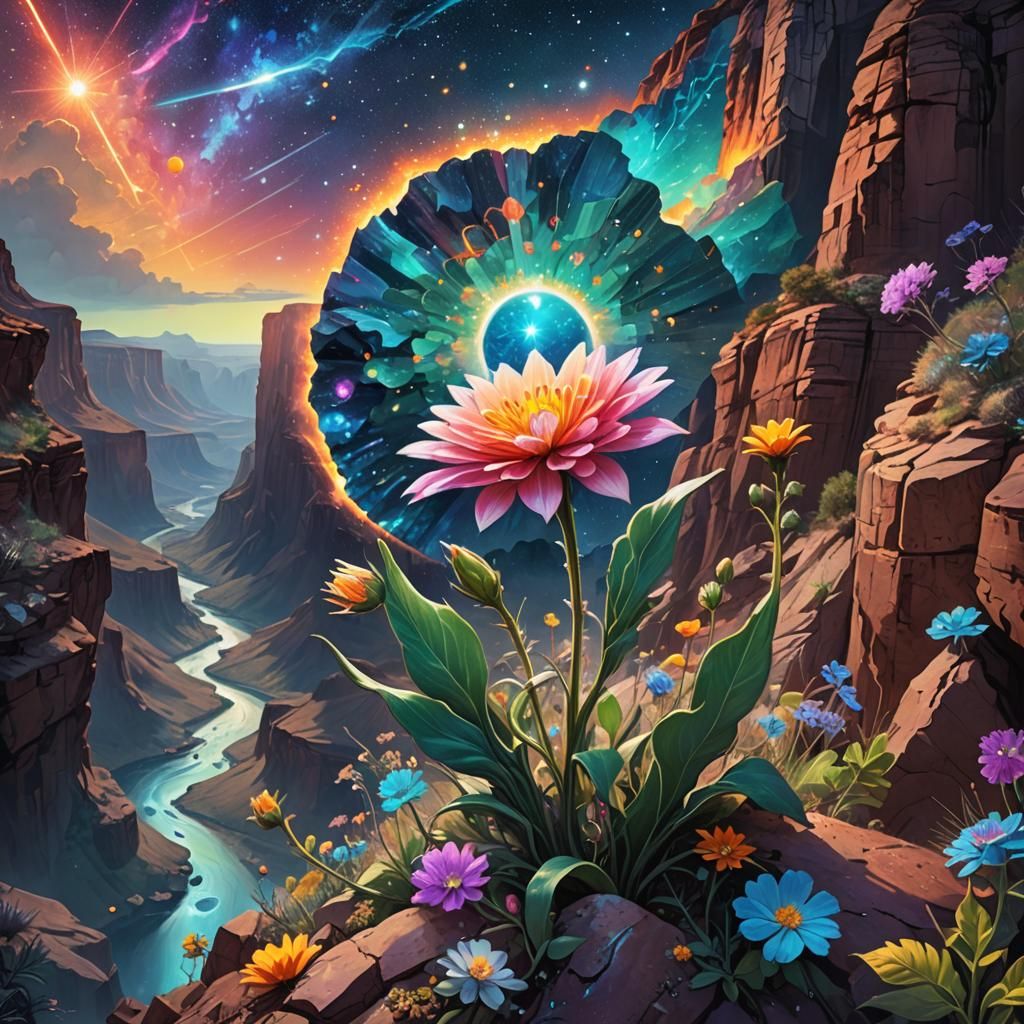 Astral Flower on Cliffside by Canyon