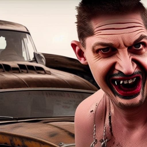 Mr. Bean and Tom Hardy Hybrid in Mad Max