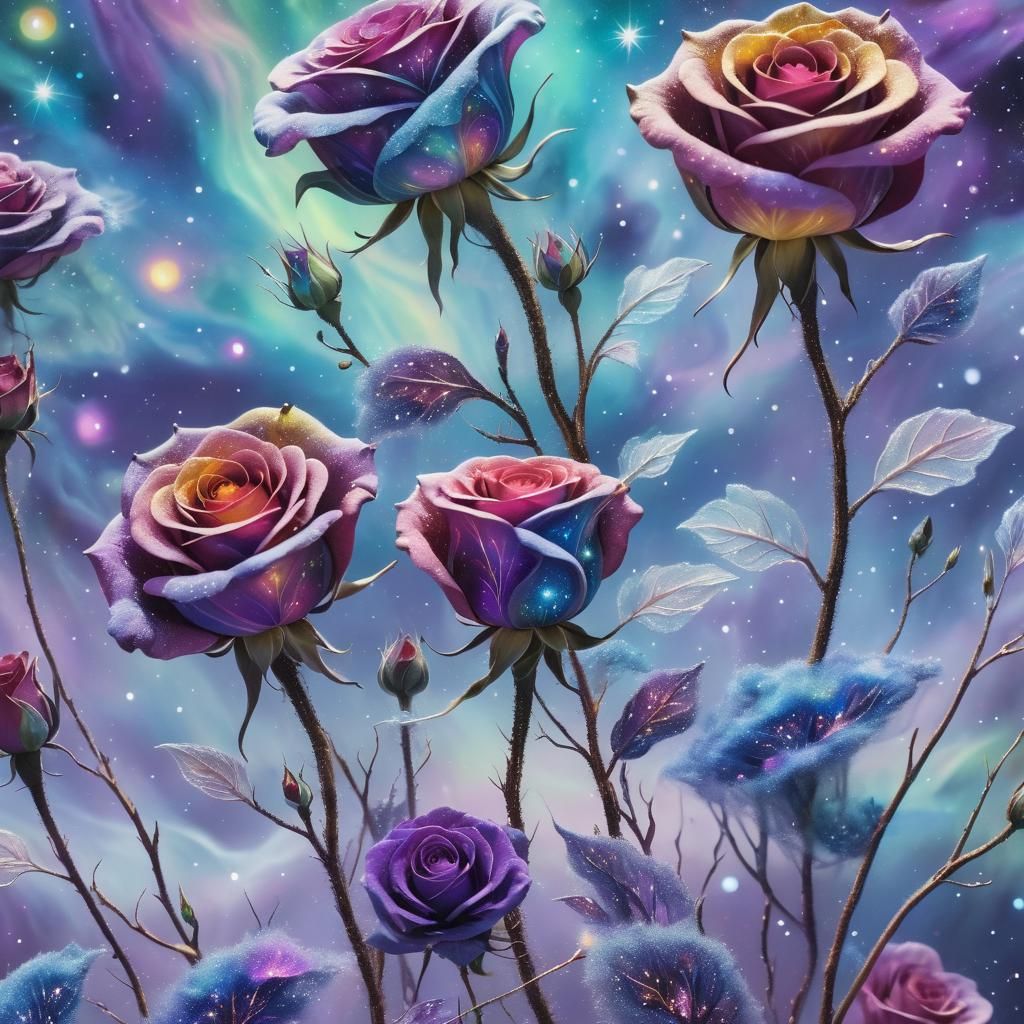 Ethereal Being Amidst Cosmic Aurora: Surrealist Vision