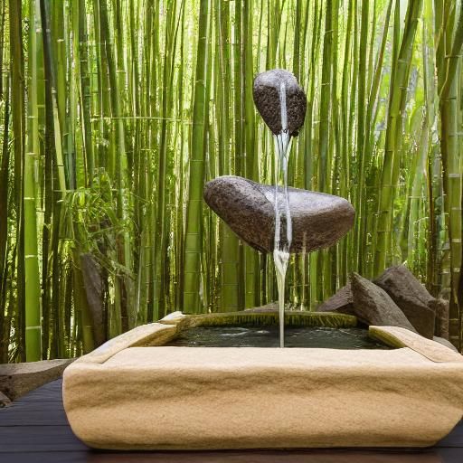 Calming Bamboo Zen Water Feature in Natural Light