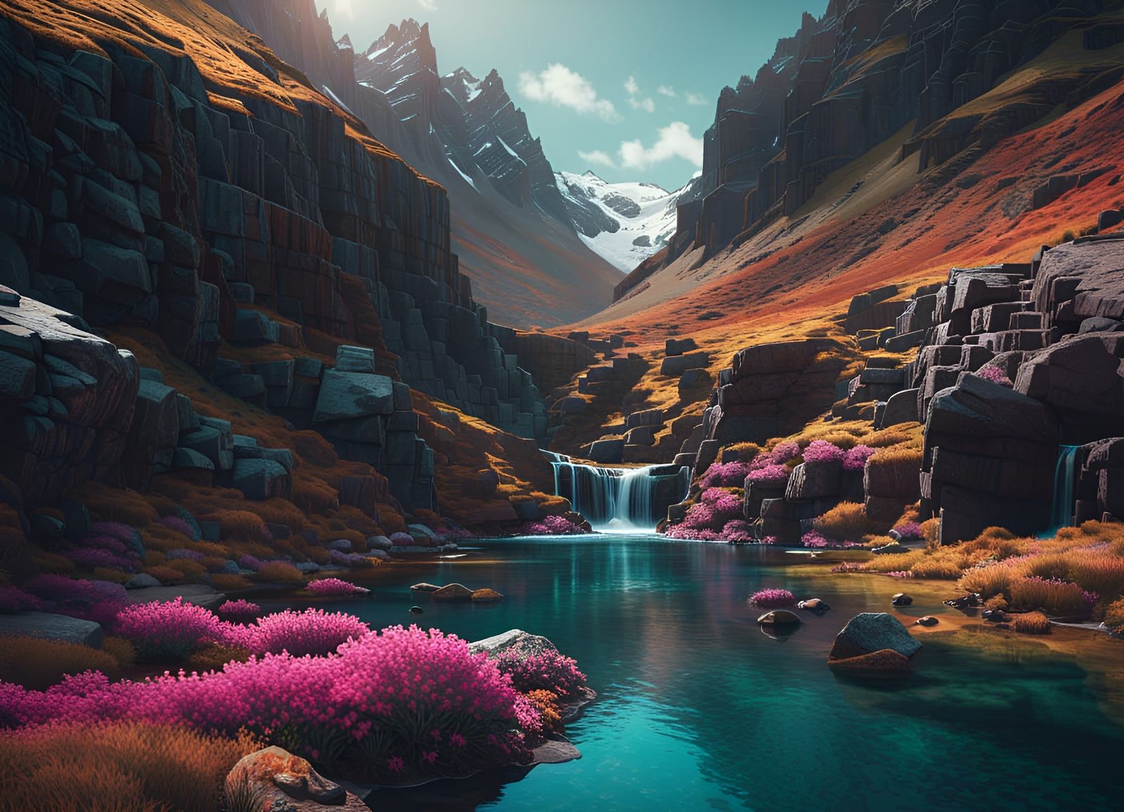 Scotland's Fairy Pools in Pop Art Style