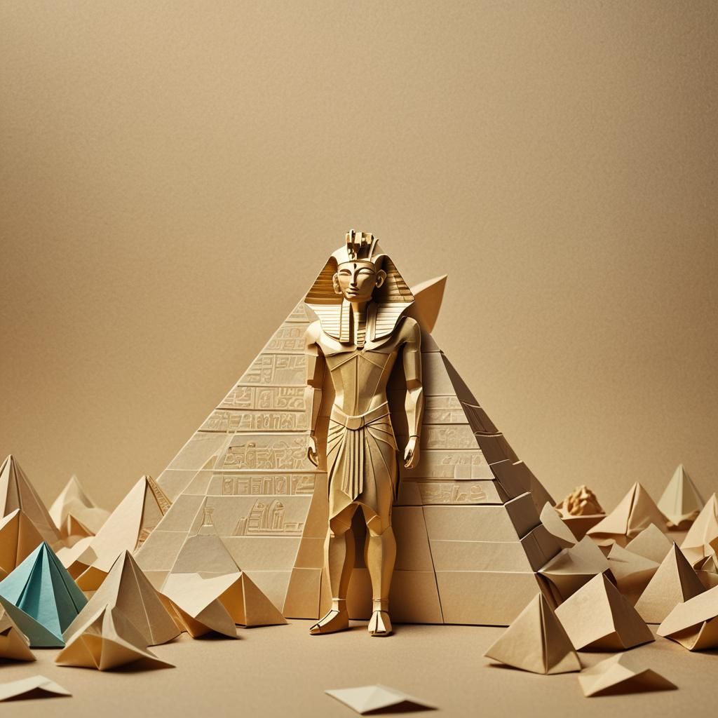 Egyptian Pharaoh Origami Papercraft Art