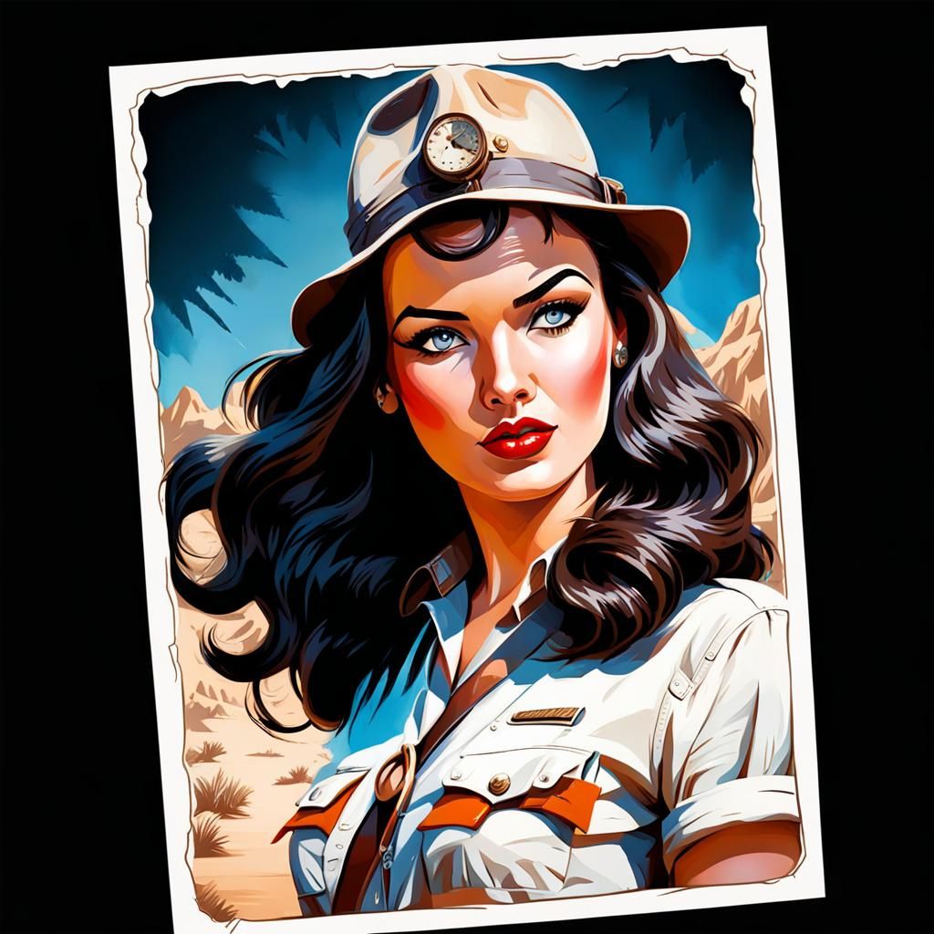 Pinup Adventurer Inspired by Indiana Jones