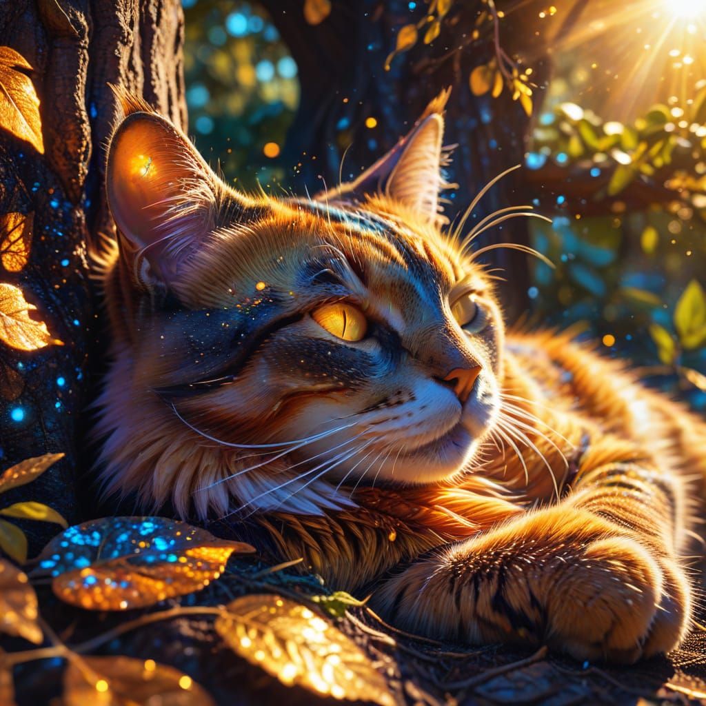 Cosmic Calico Cat in Surreal Astral Art Style