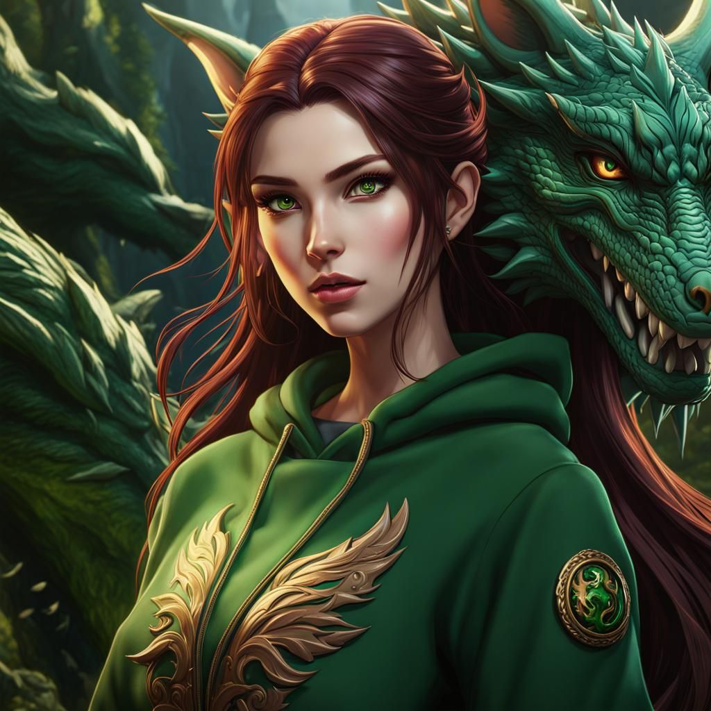 Anime Girl with Wolves in Fantasy Art Style