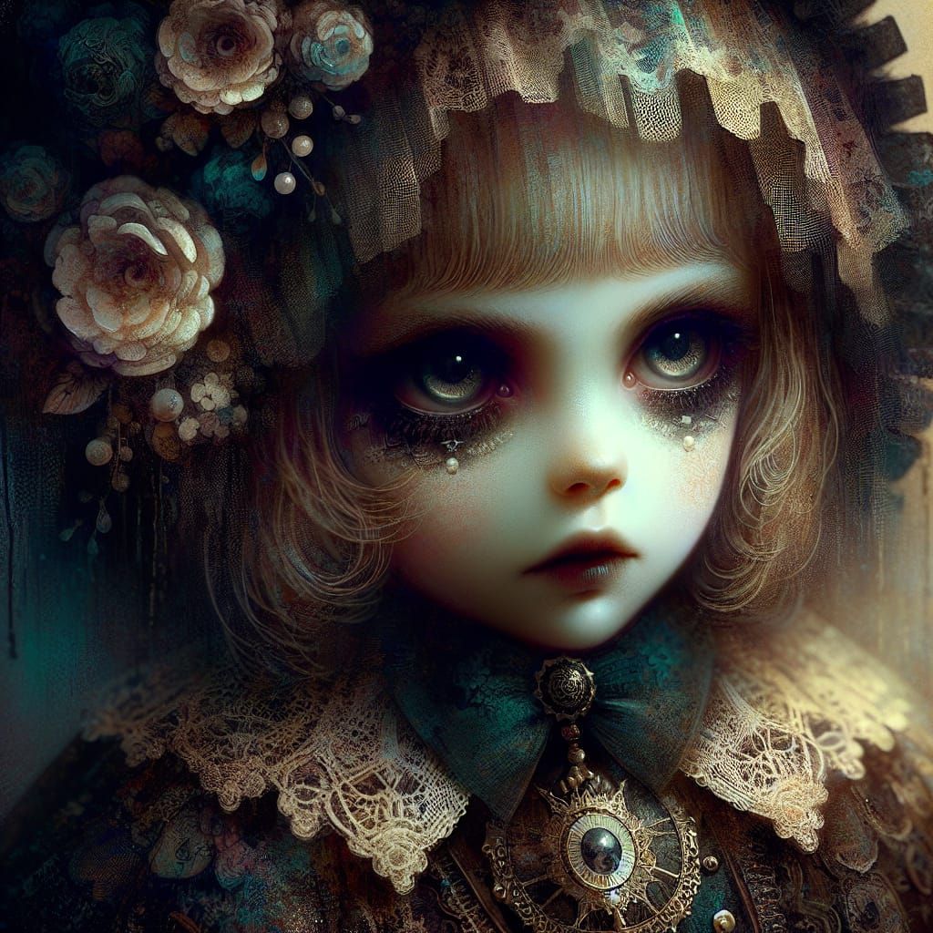 Gothic Child Portrait in Dark Surreal Style