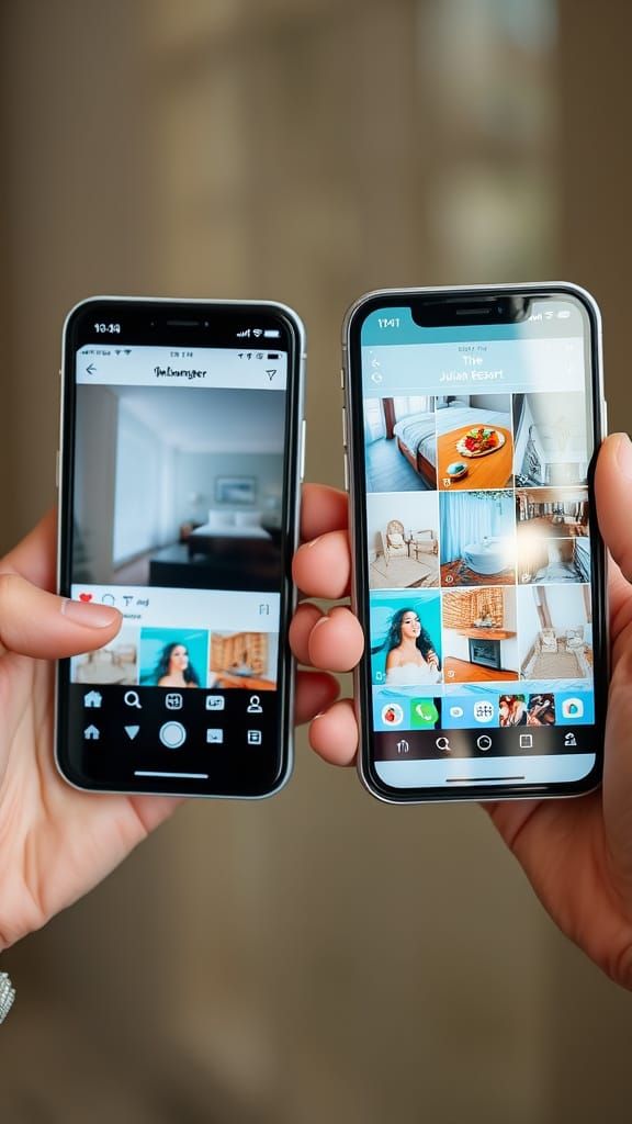 Smartphone Instagram Feeds: Poor vs. AI-Enhanced Luxury