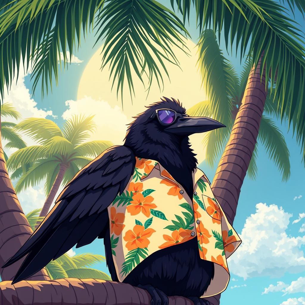 Raven's Tropical Vacation in Anime Style