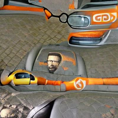 Gordon Freeman Driving a Car: AI Concept