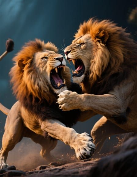 Lions Clash: A Battle for Leadership in Deep Color