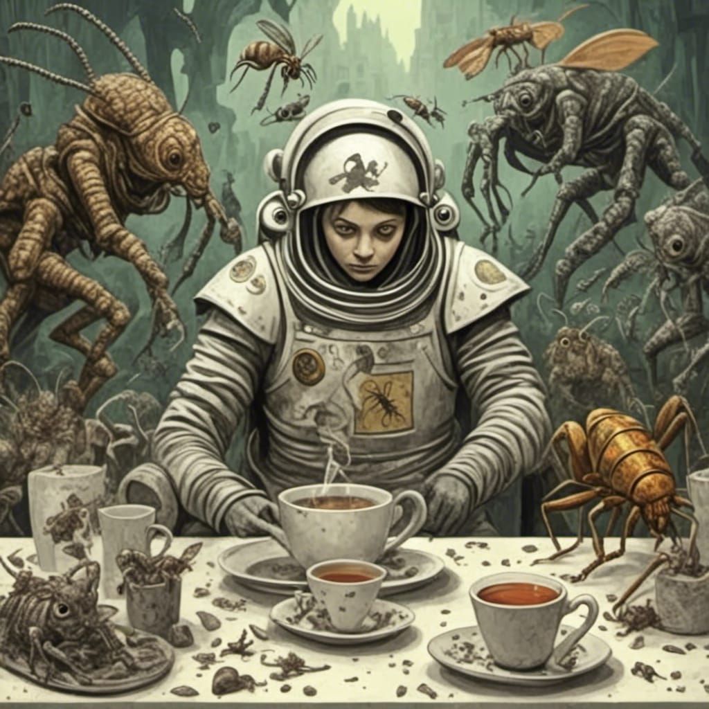Astronaut's Tea Party with Alien Bugs