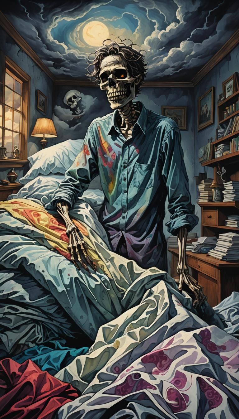 Surreal Nightmare: A Man's Dreamlike Struggle