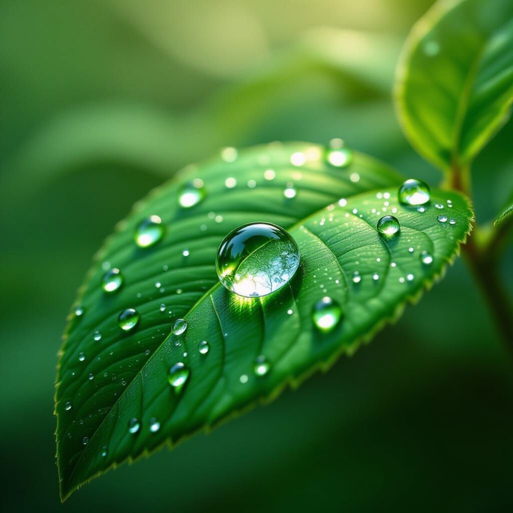 Glistening Dew Drop with Intricate Reflections