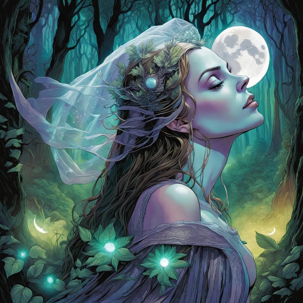 Enchanted Forest Glade: Fae Queen Court in Neon Colors