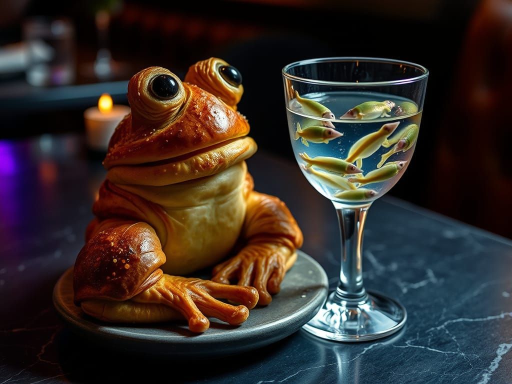 Toad Croissant and Tadpole Cocktail at Witch Restaurant