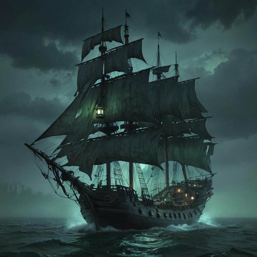 Surreal Ghost Ship Embarks into Mysterious Stormy Waters in...