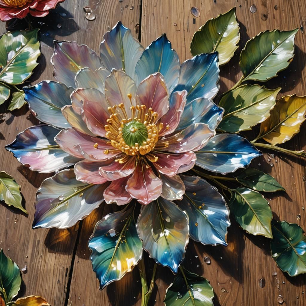 Glass Flower Still Life in Dutch Master Style