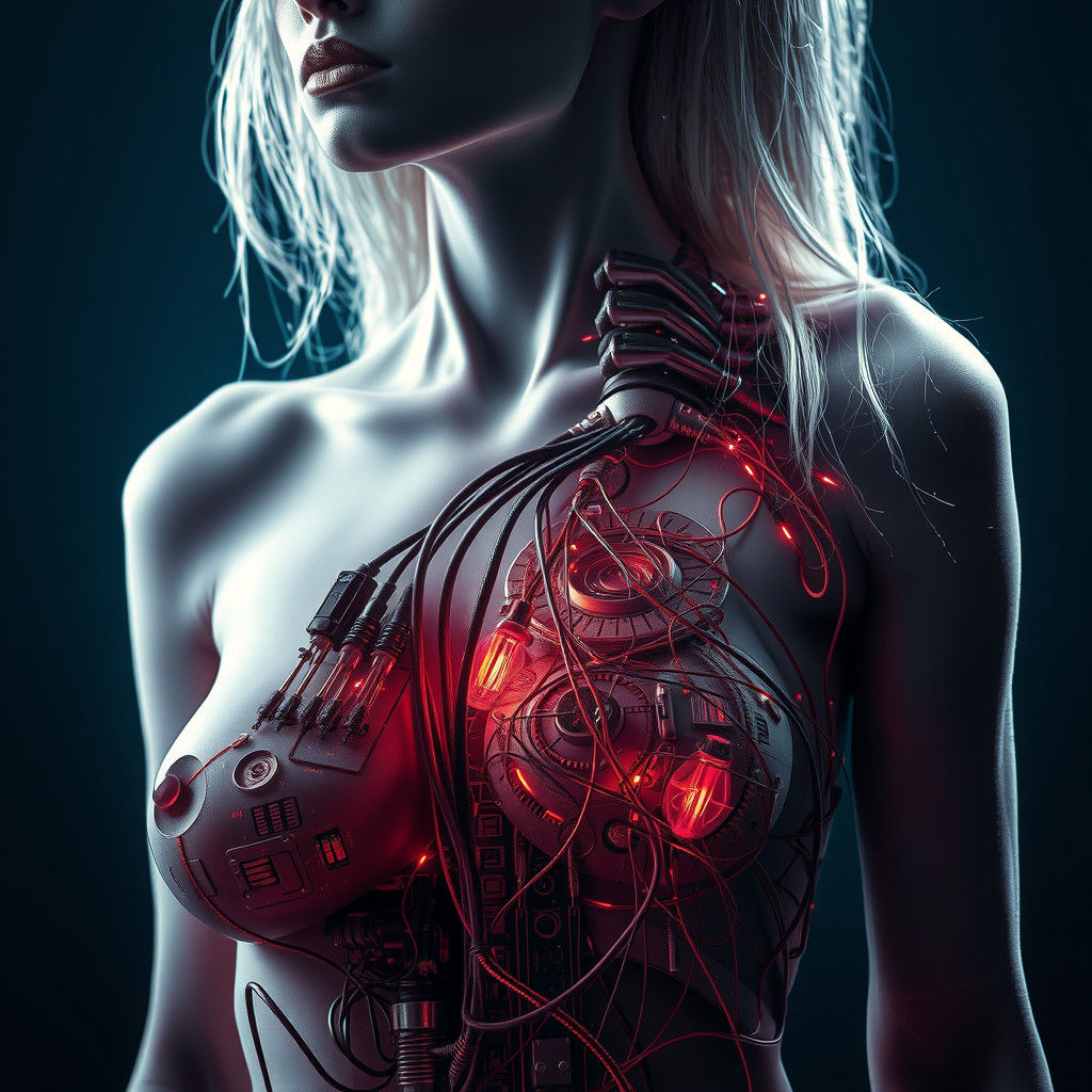 Biomechanical Fusion: Woman and Cybernetic Implants